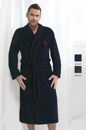  Szlafrok męski długi, bawełniany w kolorze stalowym rozmiar XXL 