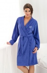  Bielizna nocna: szlafrok damski krótki z bawełny frotte niebieski rozmiar 2XL 