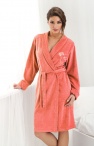  Bielizna nocna: szlafrok damski krótki z bawełny frotte pomarańczowy rozmiar XL 