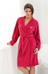  Bielizna nocna: szlafrok damski krótki z bawełny frotte czerwony rozmiar XL 