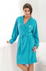  Bielizna nocna: szlafrok damski krótki z bawełny frotte turkusowy rozmiar 3XL 
