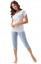 Piżama damska niebieska 3XL - koszulka i spodnie